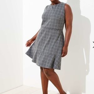 LOFT PLUS Windowpane Flounce Dress SZ 20